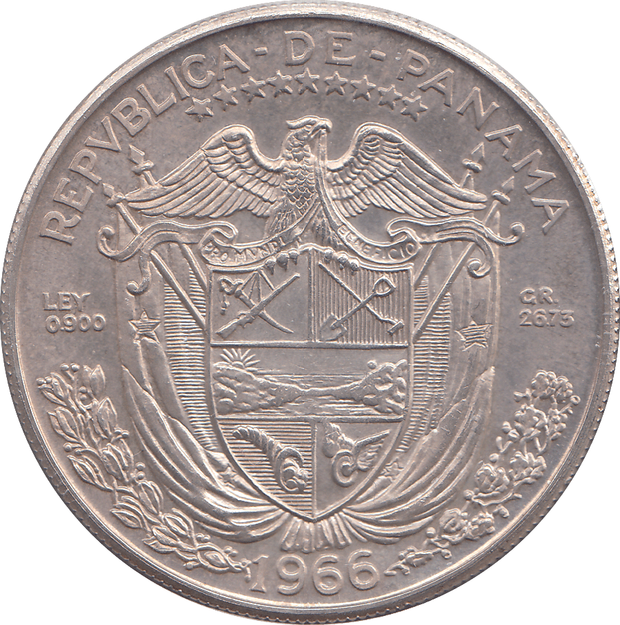 1966 SILVER 1 BALBOA PANAMA - SILVER WORLD COINS - Cambridgeshire Coins