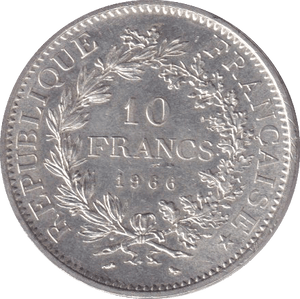 1966 SILVER 10 FRANC FRANCE - SILVER WORLD COINS - Cambridgeshire Coins
