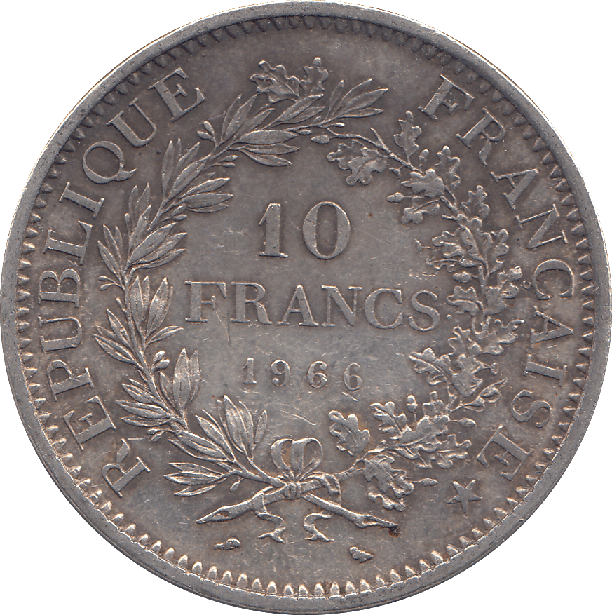 1966 SILVER 10 FRANCS FRANCE 1 - SILVER WORLD COINS - Cambridgeshire Coins