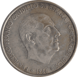 1966 SILVER 100 PESETAS SPAIN 1 - SILVER WORLD COINS - Cambridgeshire Coins