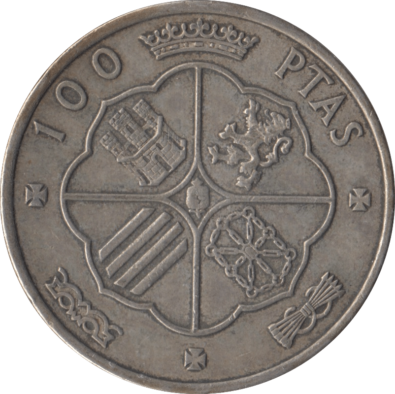 1966 SILVER 100 PESETAS SPAIN 1 - SILVER WORLD COINS - Cambridgeshire Coins