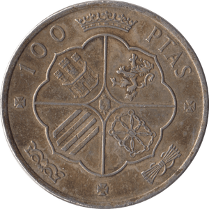 1966 SILVER 100 PESETAS SPAIN 2 - SILVER WORLD COINS - Cambridgeshire Coins