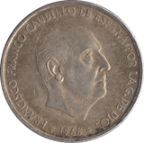1966 SILVER 100 PESETAS SPAIN 2 - SILVER WORLD COINS - Cambridgeshire Coins