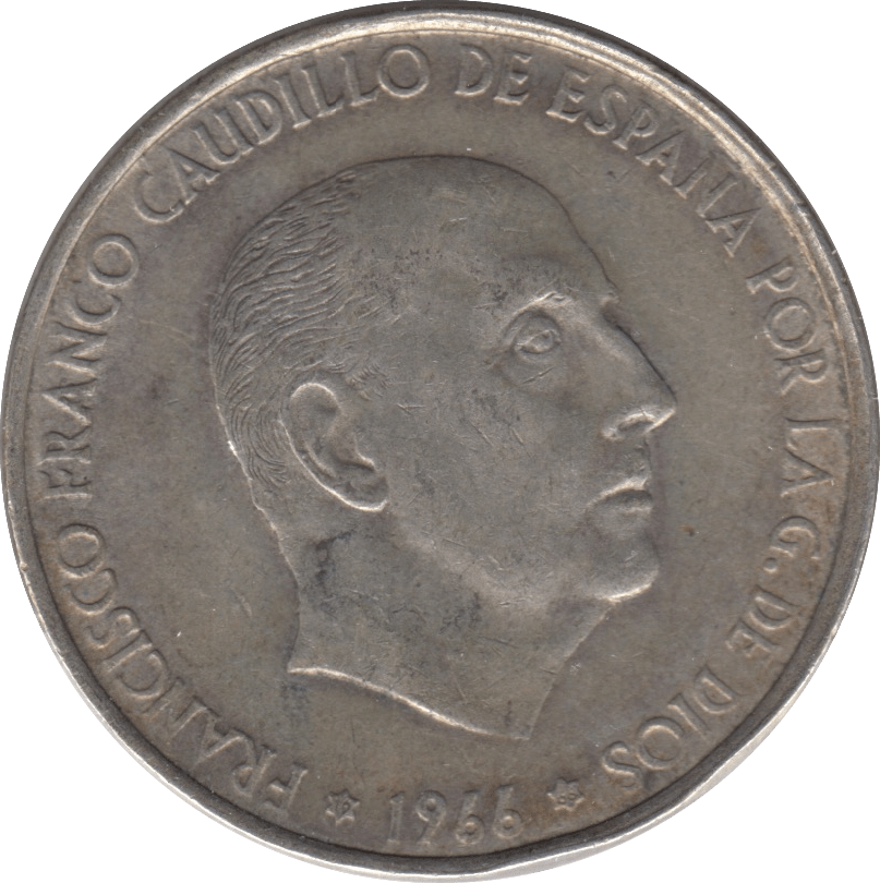 1966 SILVER 100 PESETAS SPAIN 3 - SILVER WORLD COINS - Cambridgeshire Coins