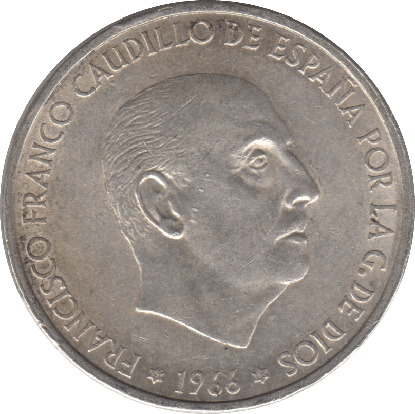 1966 SILVER 100 PESETAS SPAIN 4 - SILVER WORLD COINS - Cambridgeshire Coins