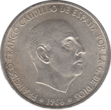 1966 SILVER 100 PESETAS SPAIN 4 - SILVER WORLD COINS - Cambridgeshire Coins