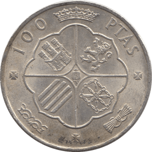 1966 SILVER 100 PESETAS SPAIN 4 - SILVER WORLD COINS - Cambridgeshire Coins