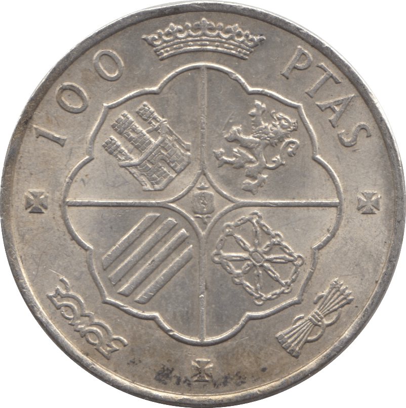 1966 SILVER 100 PESETAS SPAIN 4 - SILVER WORLD COINS - Cambridgeshire Coins