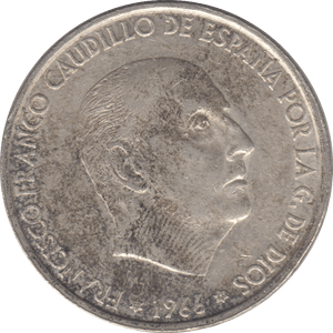 1966 SILVER 100 PESETAS SPAIN - SILVER WORLD COINS - Cambridgeshire Coins