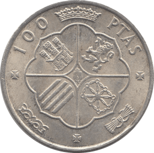 1966 SILVER 100 PESETAS SPAIN - SILVER WORLD COINS - Cambridgeshire Coins