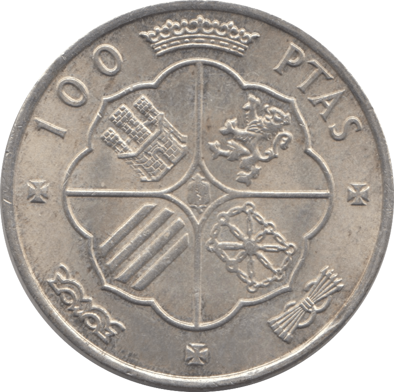 1966 SILVER 100 PESETAS SPAIN - SILVER WORLD COINS - Cambridgeshire Coins