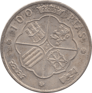 1966 SILVER 100 PESETAS SPAIN - SILVER WORLD COINS - Cambridgeshire Coins