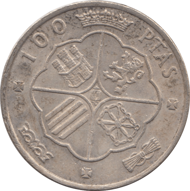 1966 SILVER 100 PESETAS SPAIN - SILVER WORLD COINS - Cambridgeshire Coins
