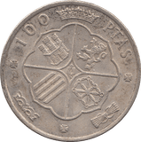 1966 SILVER 100 PESETAS SPAIN - SILVER WORLD COINS - Cambridgeshire Coins