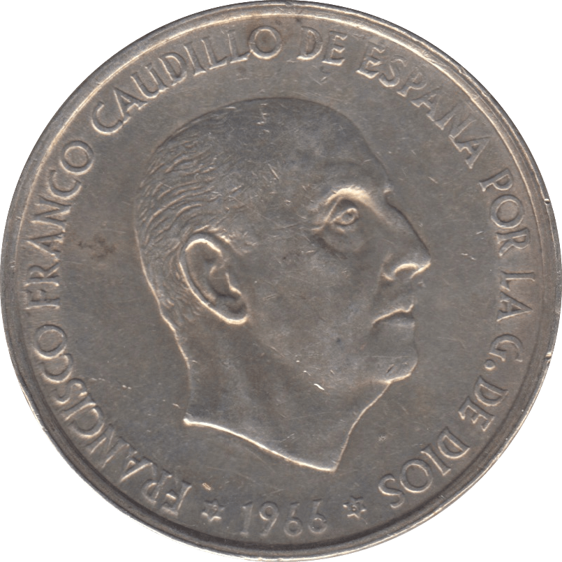 1966 SILVER 100 PESETAS SPAIN - SILVER WORLD COINS - Cambridgeshire Coins