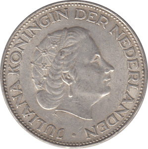 1966 SILVER 2 1/2 GULDEN NETHERLANDS - SILVER WORLD COINS - Cambridgeshire Coins