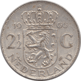 1966 SILVER 2 1/2 GULDEN NETHERLANDS - SILVER WORLD COINS - Cambridgeshire Coins