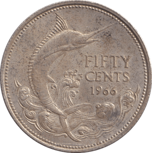 1966 SILVER 50 CENTS BAHAMAS - SILVER WORLD COINS - Cambridgeshire Coins