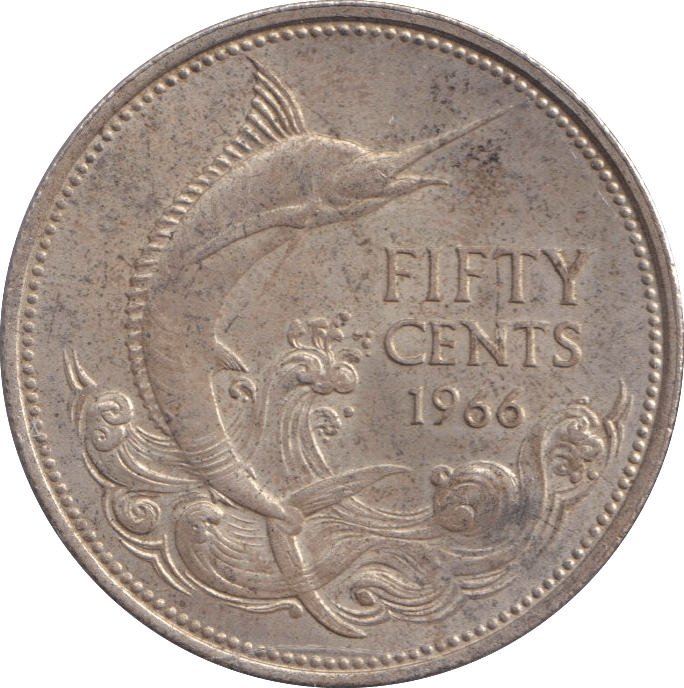 1966 SILVER 50 CENTS BAHAMAS - SILVER WORLD COINS - Cambridgeshire Coins