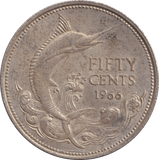 1966 SILVER 50 CENTS BAHAMAS - SILVER WORLD COINS - Cambridgeshire Coins