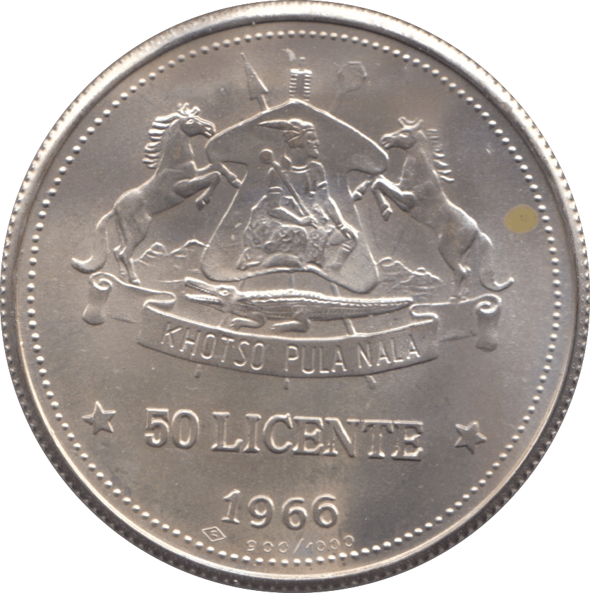 1966 SILVER 50 LICENTE LESOTHO - SILVER WORLD COINS - Cambridgeshire Coins