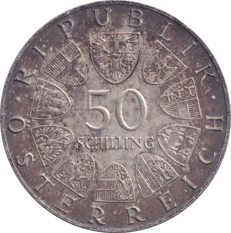 1966 SILVER 50 SCHILLING AUSTRIA - SILVER WORLD COINS - Cambridgeshire Coins