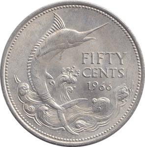 1966 SILVER FIFTY CENTS BAHAMA ISLANDS - SILVER WORLD COINS - Cambridgeshire Coins