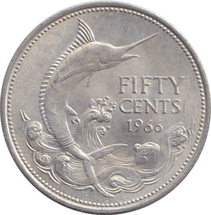 1966 SILVER FIFTY CENTS BAHAMA ISLANDS - SILVER WORLD COINS - Cambridgeshire Coins