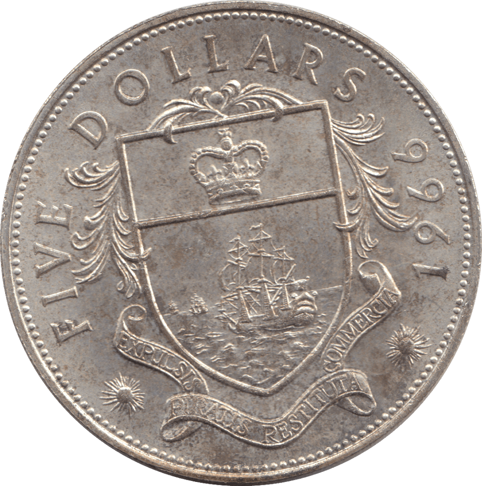 1966 SILVER FIVE DOLLARS BAHAMAS - SILVER WORLD COINS - Cambridgeshire Coins