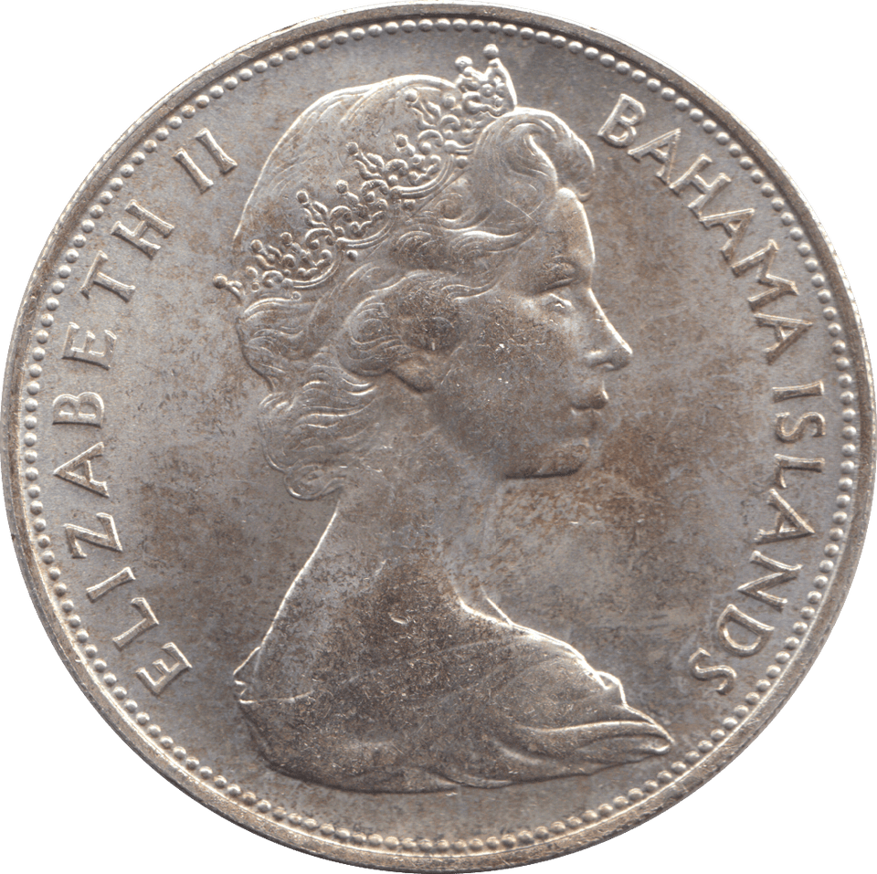 1966 SILVER FIVE DOLLARS BAHAMAS - SILVER WORLD COINS - Cambridgeshire Coins