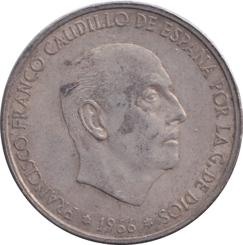 1966 SILVER ONE HUNDRED PESETAS SPAIN (7) - SILVER WORLD COINS - Cambridgeshire Coins