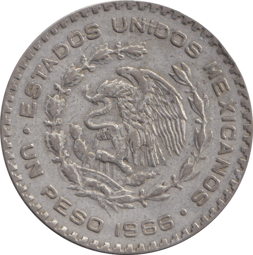 1966 SILVER ONE PESO MEXICO - SILVER WORLD COINS - Cambridgeshire Coins