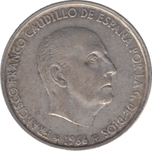 1966 SILVER SPAIN 100 PESTA - WORLD COINS - Cambridgeshire Coins