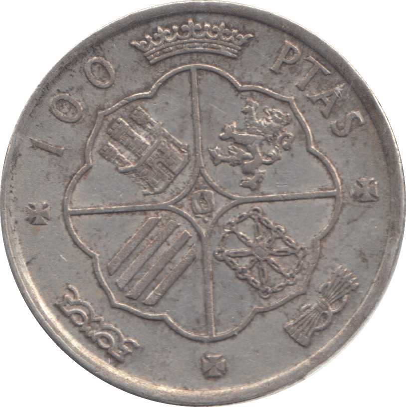 1966 SILVER SPAIN 100 PESTA - WORLD COINS - Cambridgeshire Coins