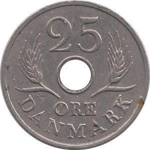 1966 TWENTY FIVE ORE DENMARK - WORLD COINS - Cambridgeshire Coins