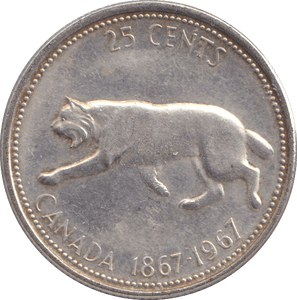 1967 25 CENTS CANADA - SILVER WORLD COINS - Cambridgeshire Coins