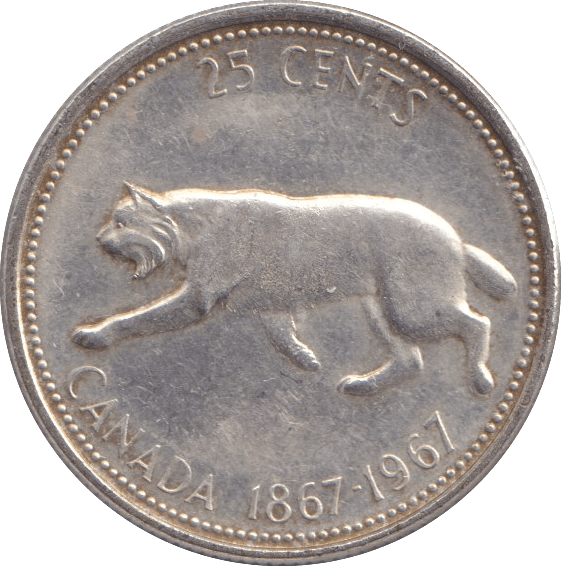 1967 25 CENTS CANADA - SILVER WORLD COINS - Cambridgeshire Coins