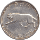 1967 25 CENTS CANADA - SILVER WORLD COINS - Cambridgeshire Coins