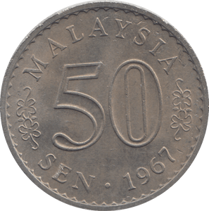 1967 FIFTY SEN MALAYSIA - WORLD COINS - Cambridgeshire Coins