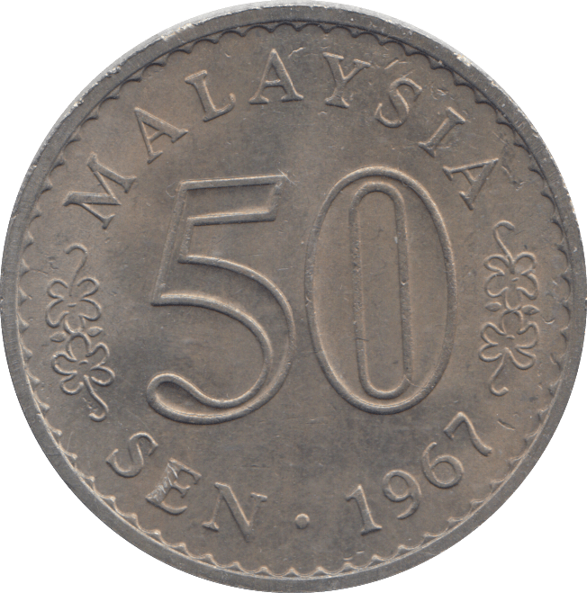 1967 FIFTY SEN MALAYSIA - WORLD COINS - Cambridgeshire Coins