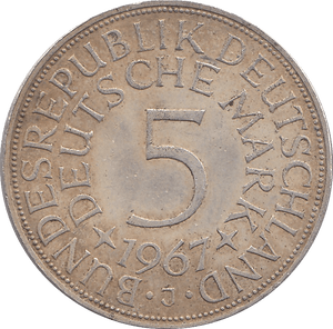 1967 GERMANY SILVER 5 MARKS - SILVER WORLD COINS - Cambridgeshire Coins