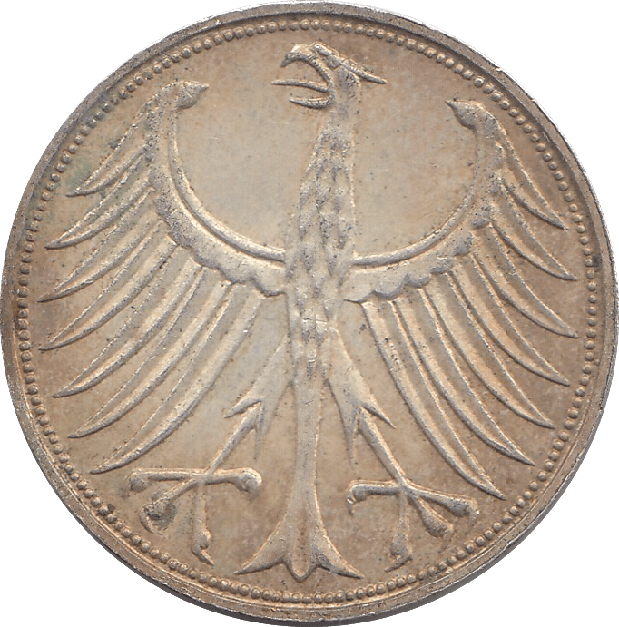 1967 GERMANY SILVER 5 MARKS - SILVER WORLD COINS - Cambridgeshire Coins