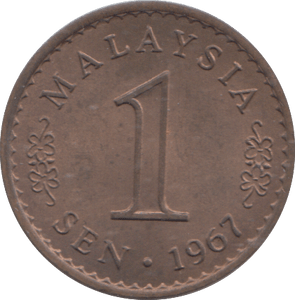 1967 ONE SEN MALAYSIA - WORLD COINS - Cambridgeshire Coins