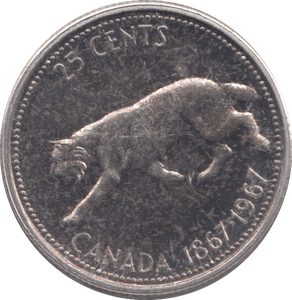 1967 SILVER CANADA 25 CENTS - SILVER WORLD COINS - Cambridgeshire Coins