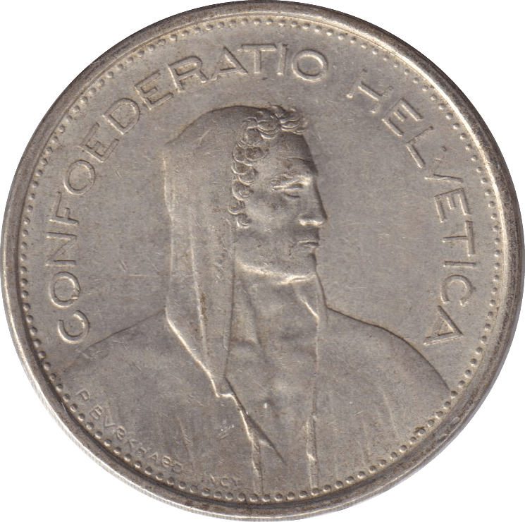 1967 SILVER FIVE FRANCS SWITZERLAND - SILVER WORLD COINS - Cambridgeshire Coins