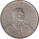 1967 SILVER FIVE FRANCS SWITZERLAND - SILVER WORLD COINS - Cambridgeshire Coins