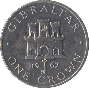 1967 SILVER ONE CROWN GIBRALTAR - SILVER WORLD COINS - Cambridgeshire Coins