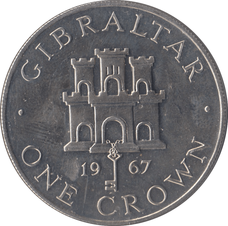 1967 SILVER ONE CROWN GIBRALTAR - SILVER WORLD COINS - Cambridgeshire Coins