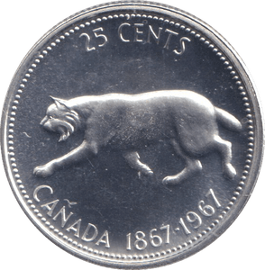 1967 SILVER PROOF TWENTY FIVE CENTS CANADA - SILVER WORLD COINS - Cambridgeshire Coins
