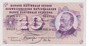 1967 SWITZERLAND 10 FRANCS BANKNOTE REF-1735 - WORLD BANKNOTES - Cambridgeshire Coins